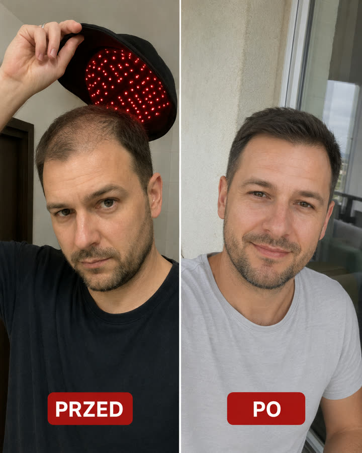 Mężczyzna przed i po terapii Czuprynka